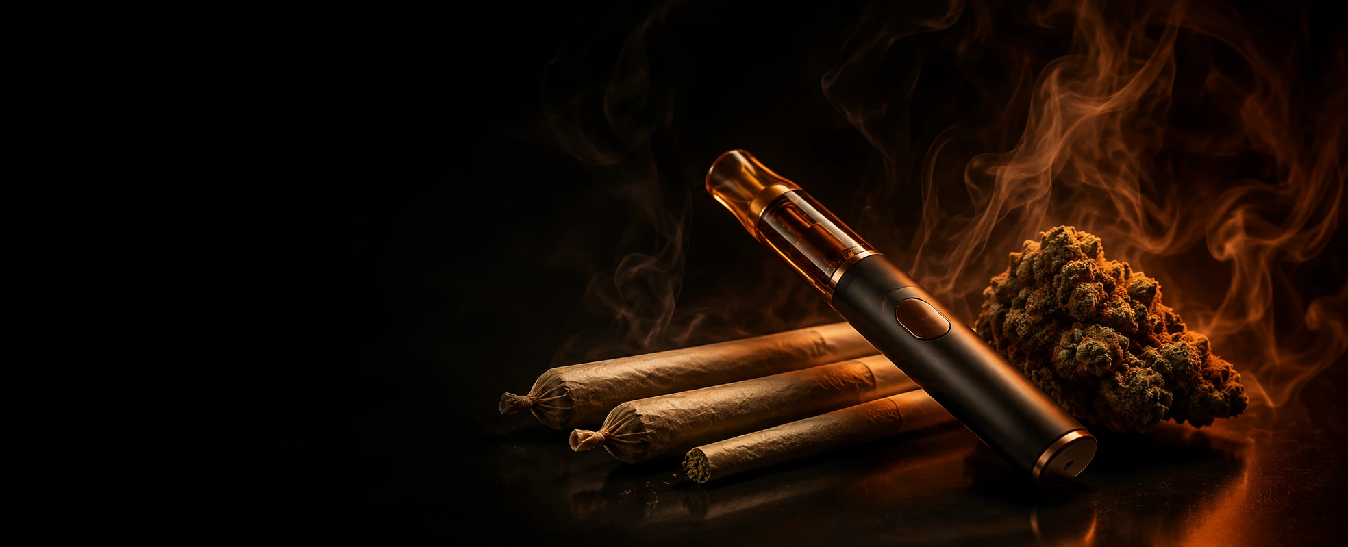 Pré-rolls et vape sur fond orange
